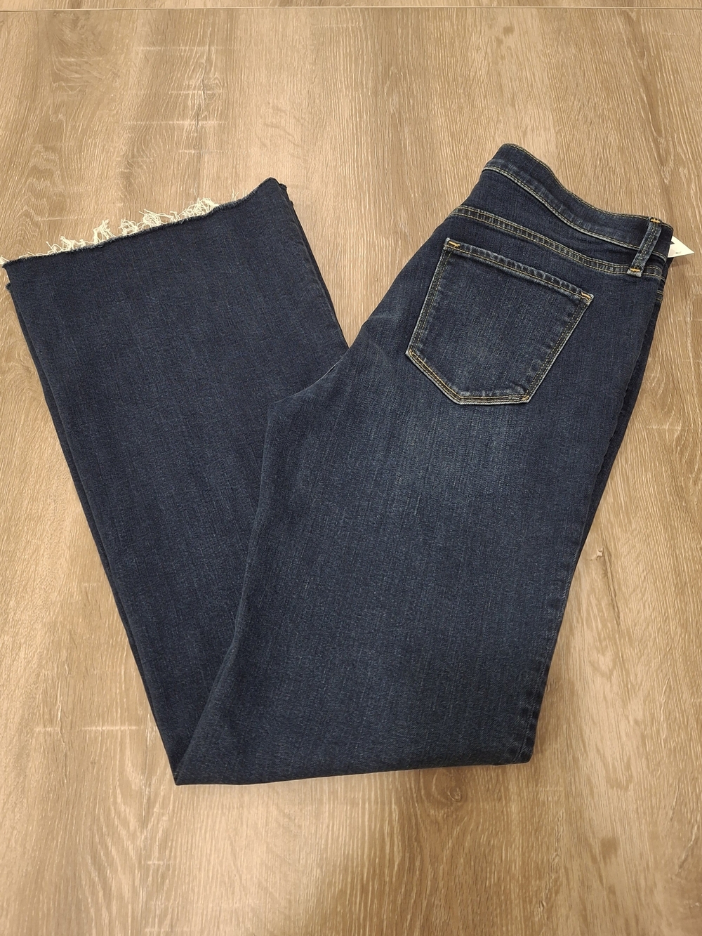 Gap Authentic Flare High Rise Jeans Women's 32R Dark Indigo Raw Hem NWT